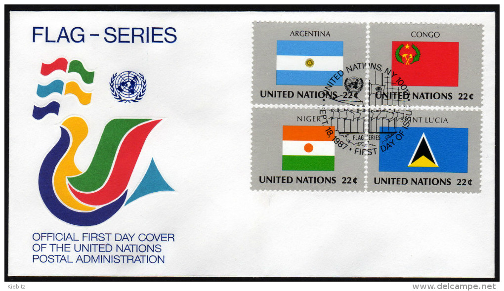 UNO NEW YORK 1987 - Flaggen UNO Mitgliedsstaaten - FDC - Briefe