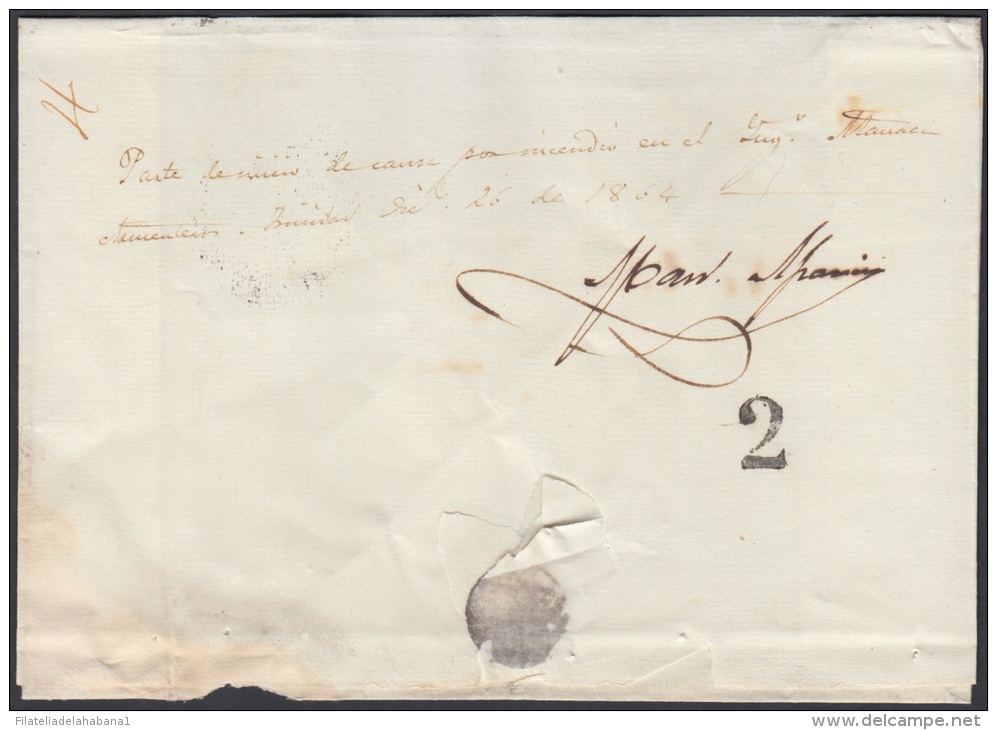 1864-H-34 CUBA ESPAÑA SPAIN. ANTILLAS. ISABEL II. 1864. CORREO OFICIAL. SOBRE CON MARCA FECHADOR TRINIDAD. - Prefilatelia