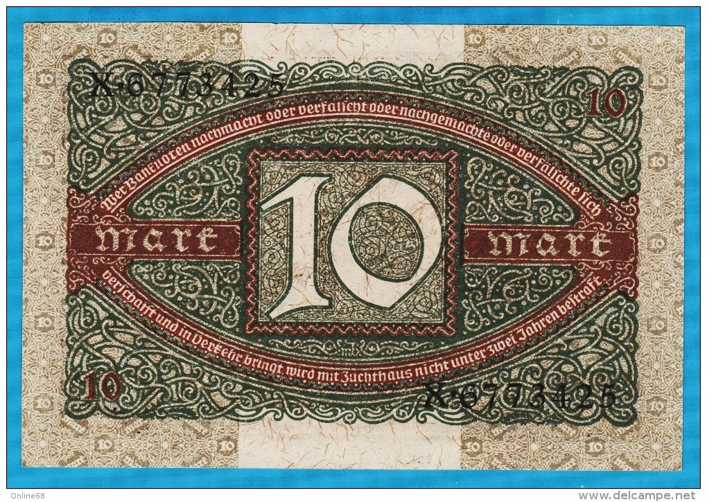 DEUTSCHES REICH 10 MARK 06.02.1920 LETTER K  Alpha X.6773425   P#67a - 10 Mark