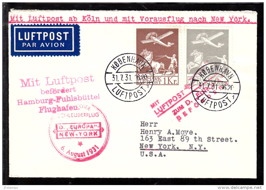 1931. Air Mail. DEUTSCHER SCHLEUDERFLUG D. EUROPA NEW-YORK 6. August 1931 And MIT LUFTP... (Michel: 180-181) - JF103165 - Luftpost