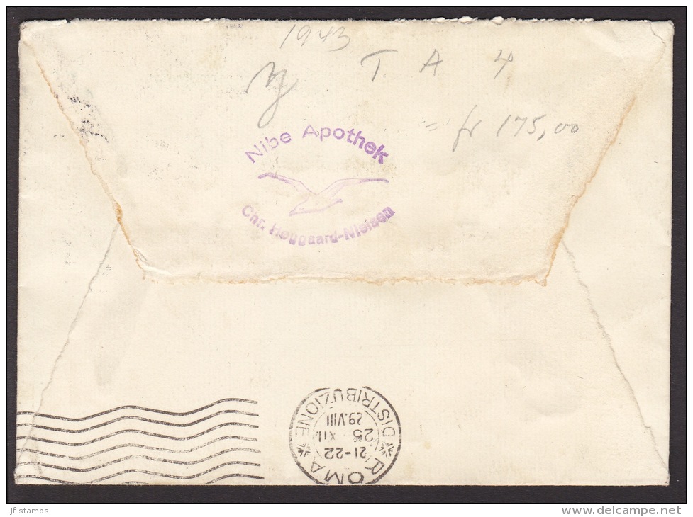 1929. Air Mail. 50 øre Grey. Solo On Cover From NIBE 22.12.29 To Roma. Arrivalcancel RO... (Michel: 180) - JF102005 - Luftpost