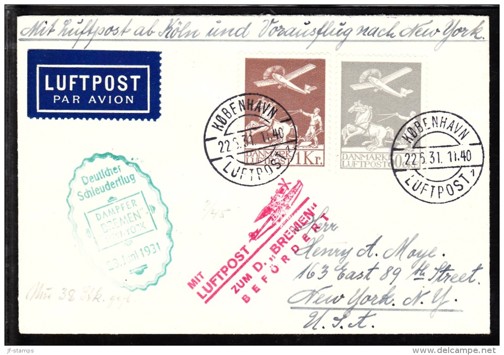 1931. Air Mail.  Deutscher Schleuderflug DAMPFER BREMEN NEW-YORK 28. JUNI 1931 In Green... (Michel: 180-181) - JF103166 - Posta Aerea