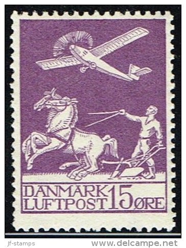 1925. Air Mail. 15 øre Lilac. (Michel: 144) - JF158314 - Poste Aérienne
