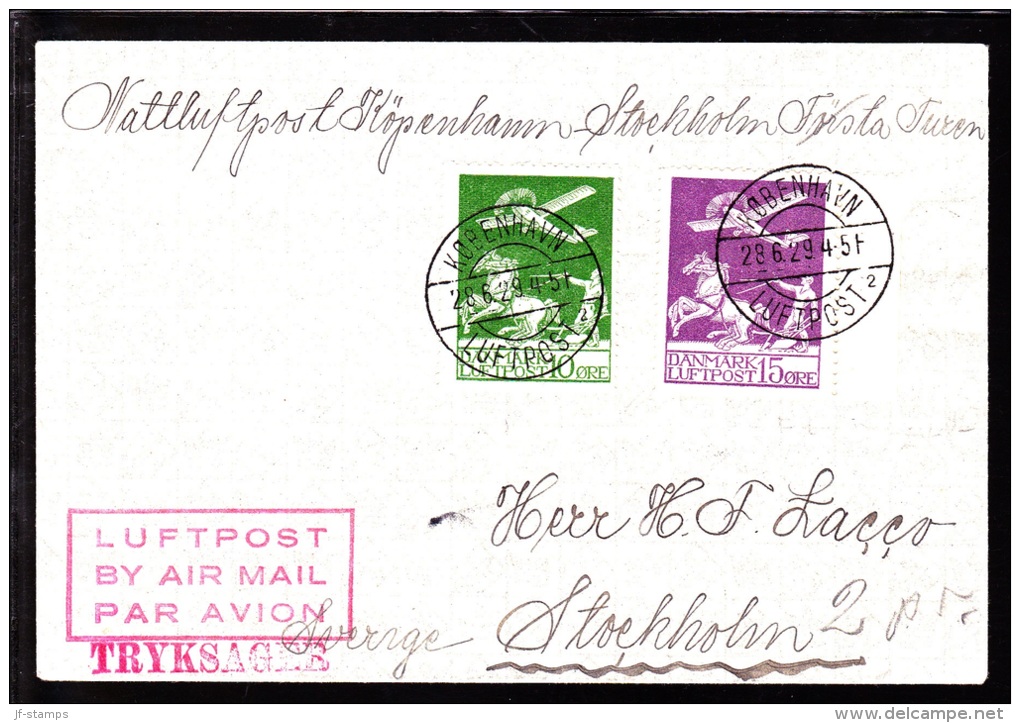 1929. Air Mail. 15 øre + 10 Øre Green With Variety (pos. 13) (AFA 144x). KØBENHAVN LUFT... (Michel: 143 (AFA 144x)) - JF - Poste Aérienne