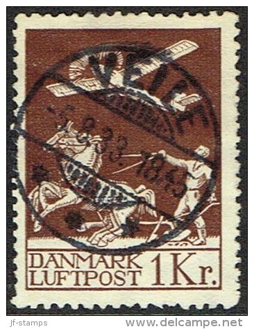 1929. Air Mail. 1 Kr. Brown. VEILE 5.8.33. (Michel: 181) - JF160840 - Luftpost