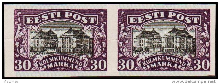 1924 NATIONAL THEATRES 30 Mk. Lilac-black Pair. Imperforated Proof. Very Scarce. Only 2... (Michel: 55 PROBE) - JF107601 - Estland