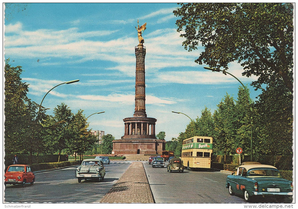 AK Berlin Siegessäule Tiergarten Oldtimer Auto Bus Persil Werbung Nähe Charlottenburg Moabit Wedding - Wedding