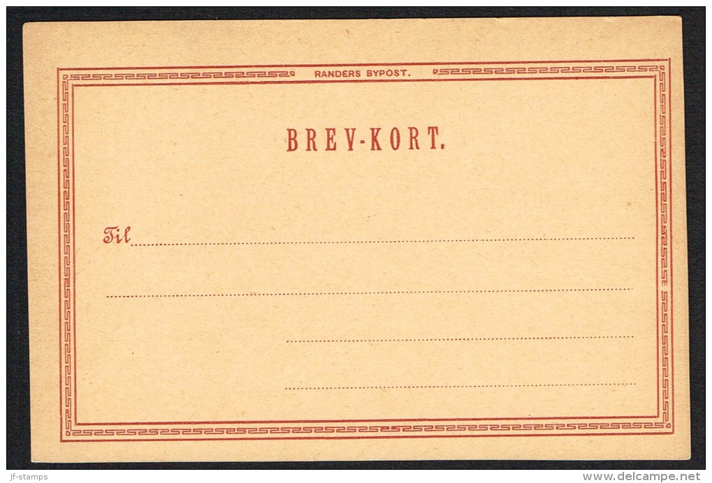 RANDERS BYPOST. 1887. BREV-KORT 5 ØRE Red With Variety Without 5. Scarce. (Michel: ) - JF104030 - Emisiones Locales