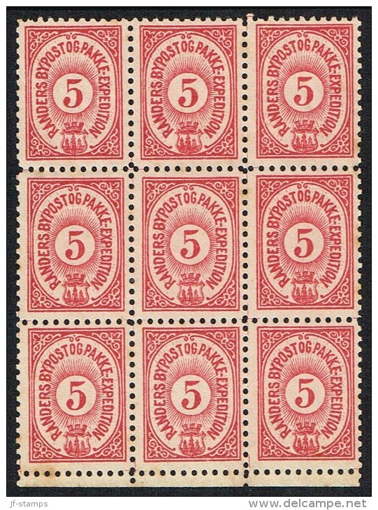 RANDERS BYPOST.  1889. 5 ØRE 12-BLOCK.  (Michel: DAKA 48) - JF107729 - Local Post Stamps