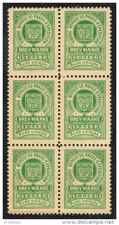 VIBORG BYPOST. 1887. 3 ØRE 6-BLOCK. (Michel: DAKA 11) - JF107743 - Local Post Stamps