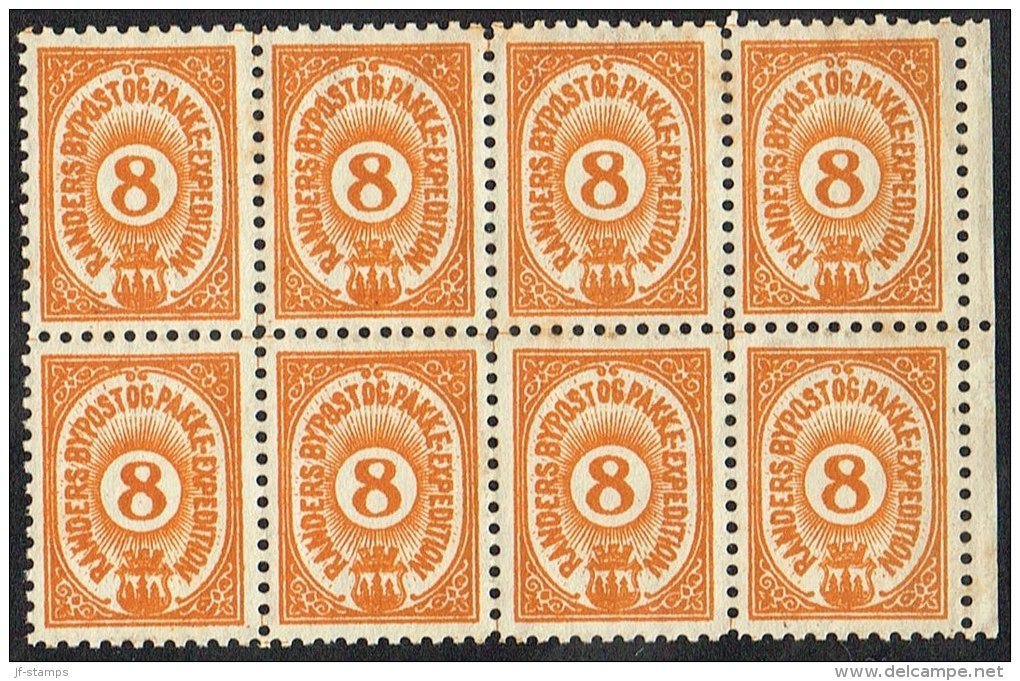 RANDERS BYPOST.  1889. 8 ØRE 8-BLOCK.  (Michel: DAKA 49) - JF107738 - Local Post Stamps