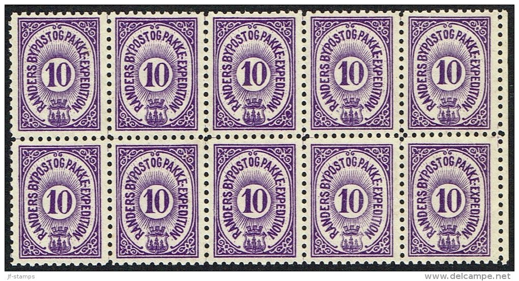 RANDERS BYPOST.  1889. 10 ØRE 10-BLOCK.  (Michel: DAKA 50) - JF107735 - Local Post Stamps
