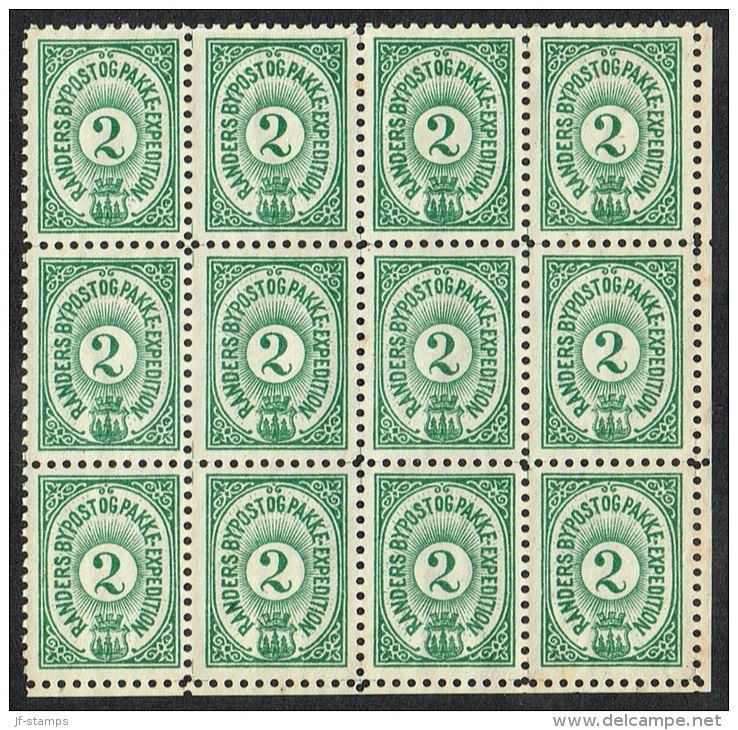 RANDERS BYPOST.  1889. 2 ØRE 12-BLOCK.  (Michel: DAKA 46) - JF107728 - Local Post Stamps