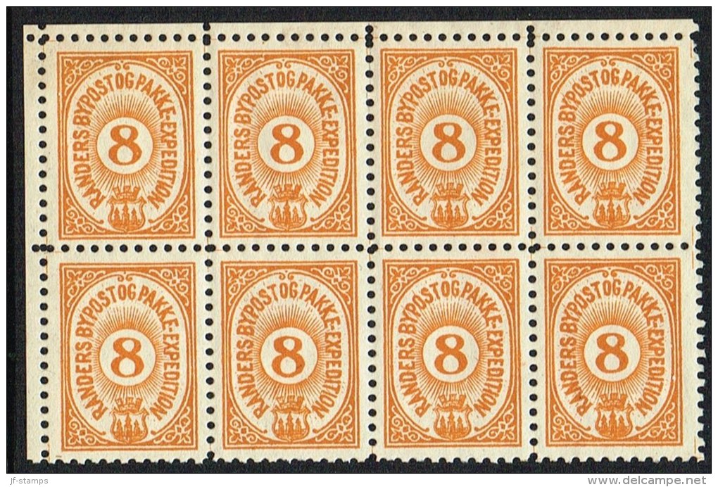 RANDERS BYPOST.  1889. 8 ØRE 8-BLOCK.  (Michel: DAKA 49) - JF107737 - Local Post Stamps