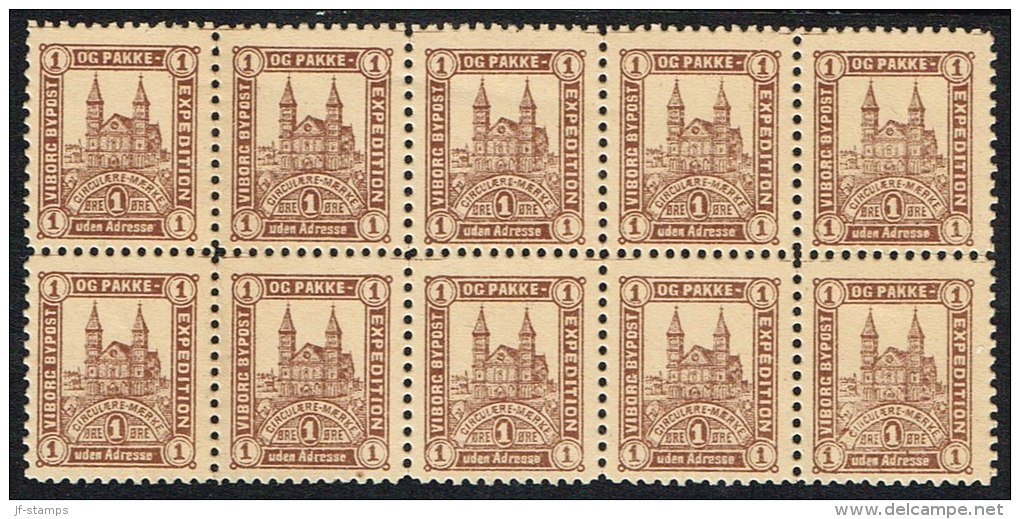 VIBORG BYPOST. 1890. 1 ØRE 10-BLOCK. (Michel: DAKA 15) - JF107745 - Local Post Stamps