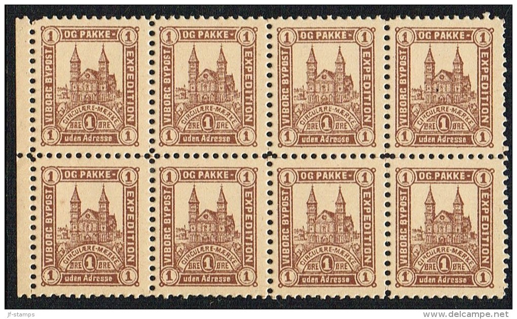 VIBORG BYPOST. 1890. 1 ØRE 8-BLOCK. (Michel: DAKA 15) - JF107744 - Local Post Stamps