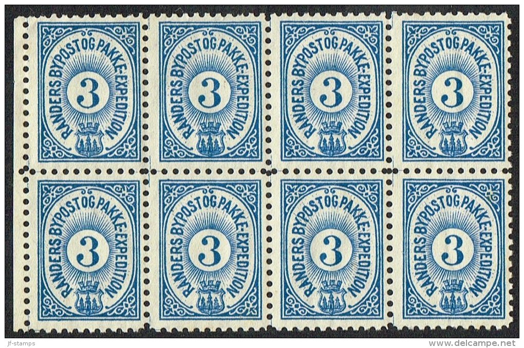 RANDERS BYPOST.  1889. 5 ØRE 8-BLOCK.  (Michel: DAKA 48) - JF107734 - Local Post Stamps