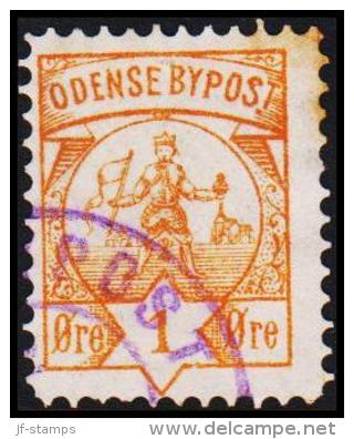 ODENSE BYPOST. 1886. 1 ØRE.  (Michel: DAKA 12a) - JF107790 - Local Post Stamps