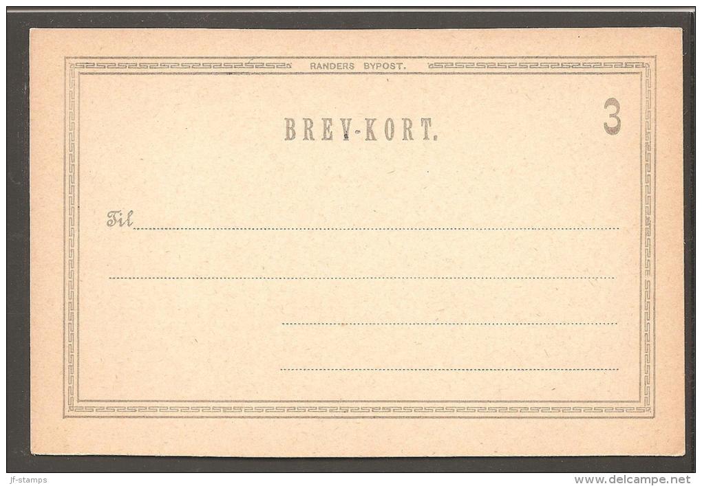 RANDERS BYPOST. 1887. BREV-KORT (POSTCARD) 3 øre Greyish Blue. Beautiful Unused Card. (Michel: ) - JF170740 - Emisiones Locales
