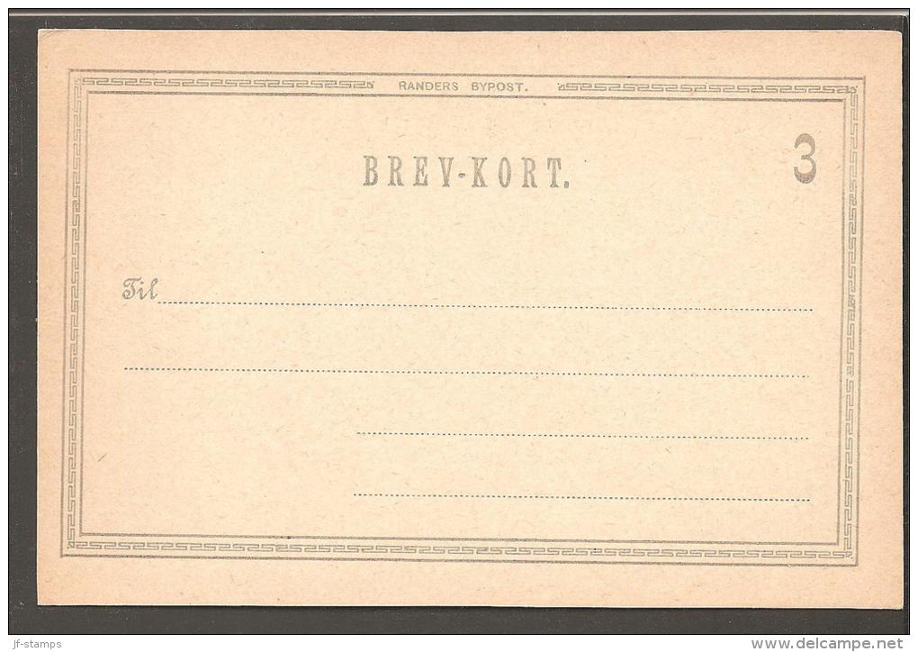 RANDERS BYPOST. 1887. BREV-KORT (POSTCARD) 3 øre Greyish Blue. Beautiful Unused Card. (Michel: ) - JF170739 - Local Post Stamps