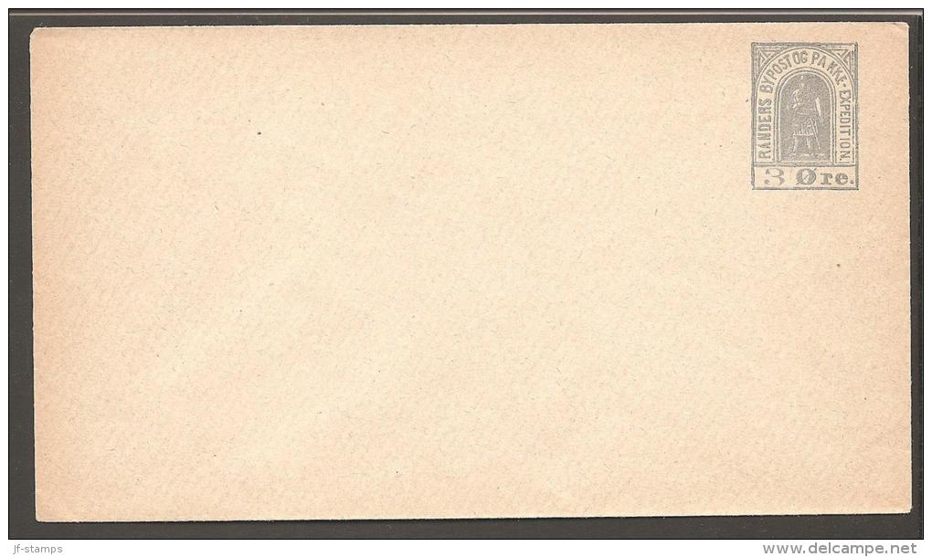 RANDERS BYPOST. 1888. Envelope 3 øre Ultramarine. Beautiful Unused Envelope. (Michel: ) - JF170766 - Local Post Stamps
