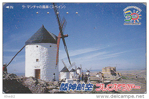 TC JAPON / 110-016 - SERIE SITE HANSHIN Airlines - ESPAGNE - MOULIN DON QUICHOTE - SPAIN MILL JAPAN  Phonecard - 56 - Paisajes