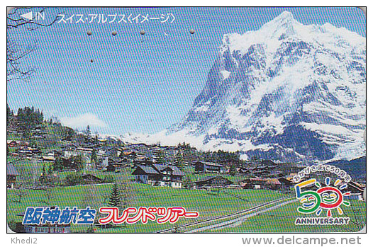 Télécarte Japon - SUISSE -  MONTAGNE / ALPES - MOUNTAIN  Japan Phonecard SWITZERLAND SCHWEIZ - Site HANSHIN AIRLINES 69 - Montagnes