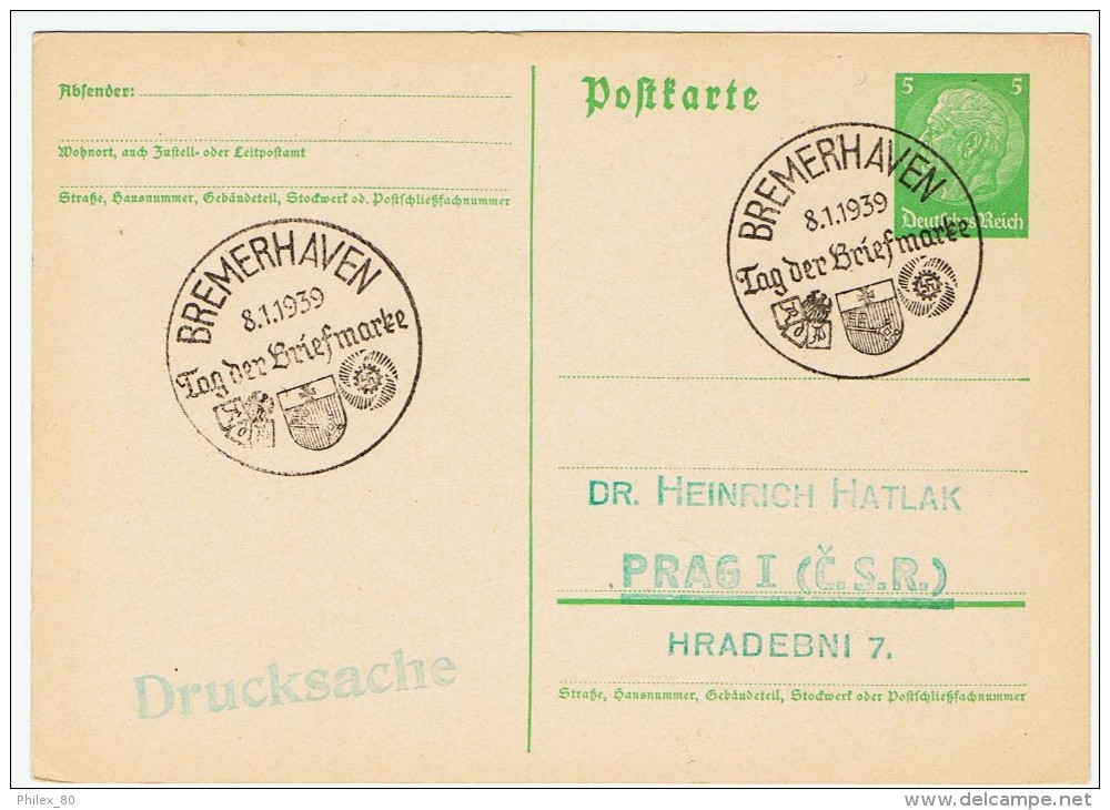 Allemagne /  " Journée Du Timbre "  1939 / Bremerhaven - Lettres & Documents