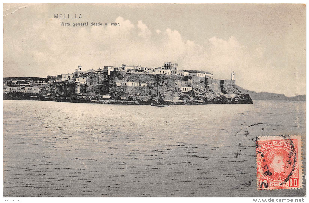 ESPAGNE.  MELILLA.  VISTA GENERAL DESDE EL MAR.  BEAU PLAN.  1907 - Melilla