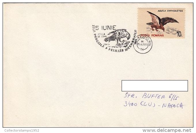 R51873- BIRDS, IMPERIAL EAGLE, SPECIAL POSTMARK AND STAMP ON COVER, 1993, ROMANIA - Piciformes (pájaros Carpinteros)