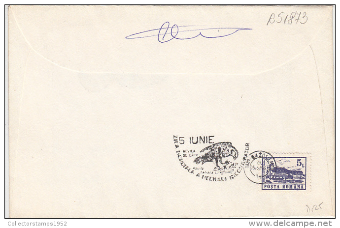 R51873- BIRDS, IMPERIAL EAGLE, SPECIAL POSTMARK AND STAMP ON COVER, 1993, ROMANIA - Specht- & Bartvögel