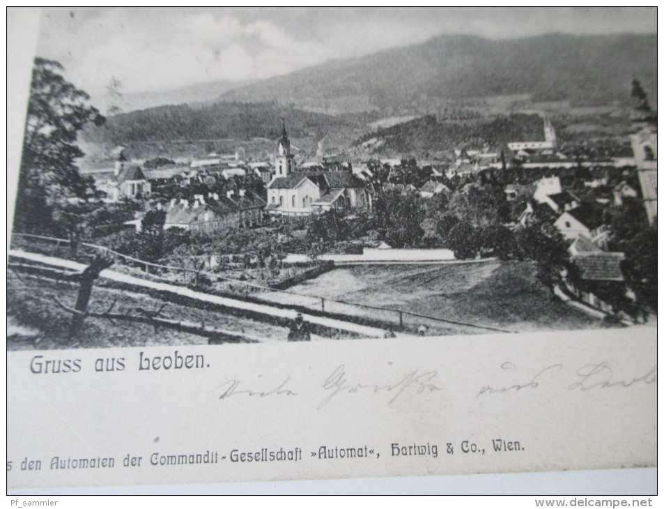 AK 1908 Gruss Aus Leoben. Mit Kastenstempel. Aus Den Automaten Der Commandit - Gesellschaft "Automat" Hartwig & Co - Leoben