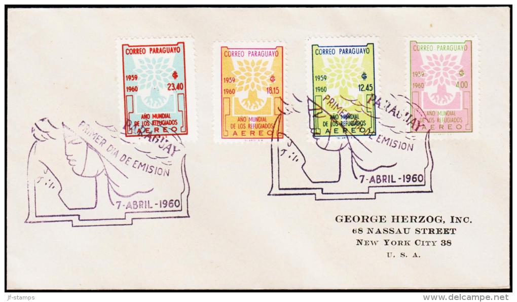 1960. WORLD REFUGEE YEAR AIR MAIL 4 + 12,45 + 18,15 + 23,40. FDC 7 ABRIL 1960.  (Michel: 846-849) - JF108830 - Sonstige - Amerika