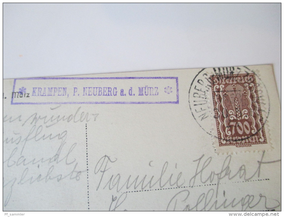 AK 1924 Bahnpoststempel. Mürzsteg A. D. Mürz. Krampen, P. Neuberg. Kunstdruckanstalt K. Glantschnigg - Mürzzuschlag