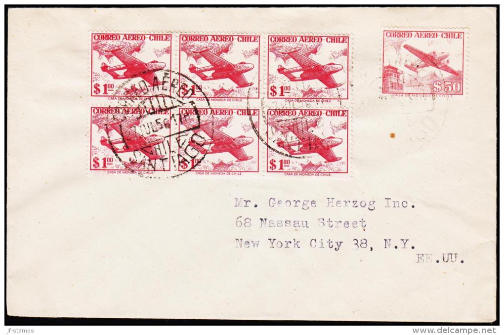 1956. 6X 1 P + 50 P. CORREO AEREO SANTIAGO 27.JUL.56. (Michel: 516) - JF108900 - Sonstige - Amerika