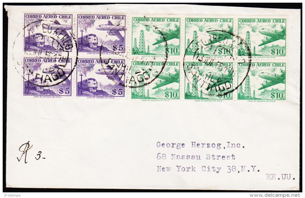 1956. 6X 10 P + 4X 5 P. CORREO AEREO SANTIAGO 13.JUL.56. (Michel: 513) - JF108901 - Sonstige - Amerika