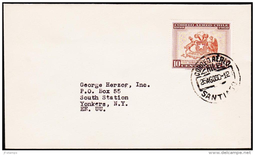 1960. 10 C. AIR MAIL. CORREO AEREO SANTIAGO 26. AGO. 60. (Michel: 581) - JF108922 - Sonstige - Amerika