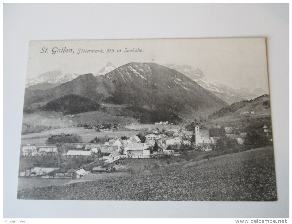 AK 1915 ? Bahnpoststempel. St. Gallen, Steiermark, 513 M Seehöhe. Nr. 6927 J. Lautischer, St. Gallen 1914 - St. Gallen