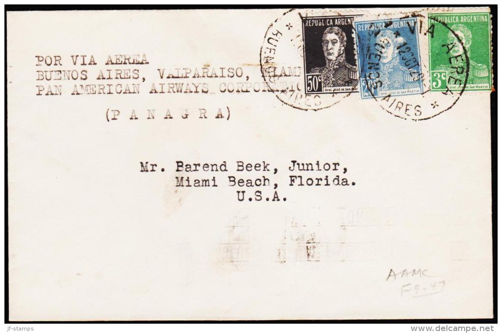 1929. POR VIA AEREA BUENOS AIRES, VALPARAISO, MAIMI. PAN AMERICAN AIRWAYS COPERATION. 1... (Michel: 296) - JF108966 - Luftpost
