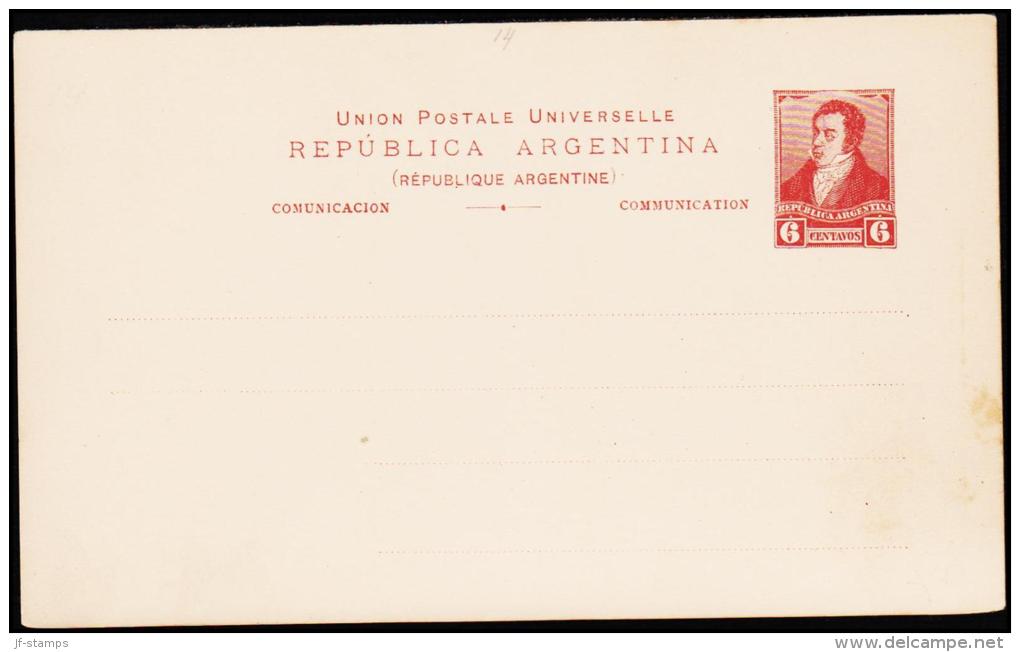 REPUBLICA ARGENTINA 6 CENTAVOS. COMMUNICATION. (Michel: ) - JF108945 - Postal Stationery
