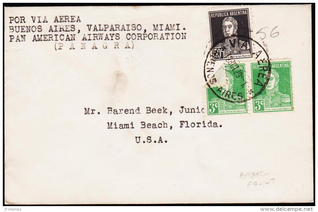 1929. POR VIA AEREA BUENOS AIRES, VALPARAISO, MAIMI. PAN AMERICAN AIRWAYS COPERATION. 1... (Michel: 296) - JF108967 - Poste Aérienne