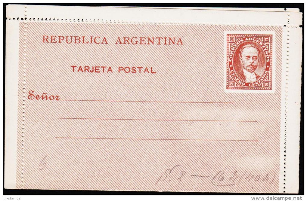 REPUBLICA ARGENTINA TARJETA POSTAL QUATRO CENTAVOS. (Michel: ) - JF108949 - Postal Stationery