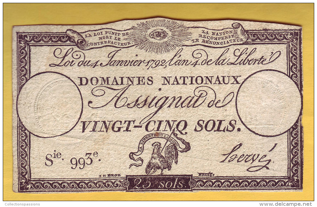 ASSIGNAT De 25 Sols. 4 Janvier 1792 - Assignats