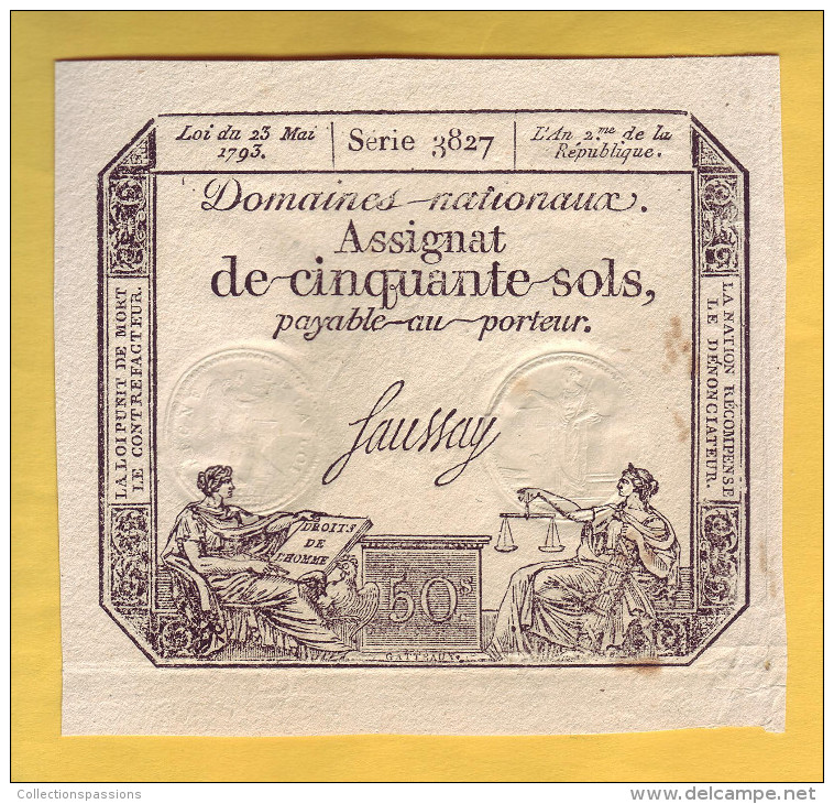 ASSIGNAT De 50 Sols. 23 Mai 1793 - Assignats & Mandats Territoriaux