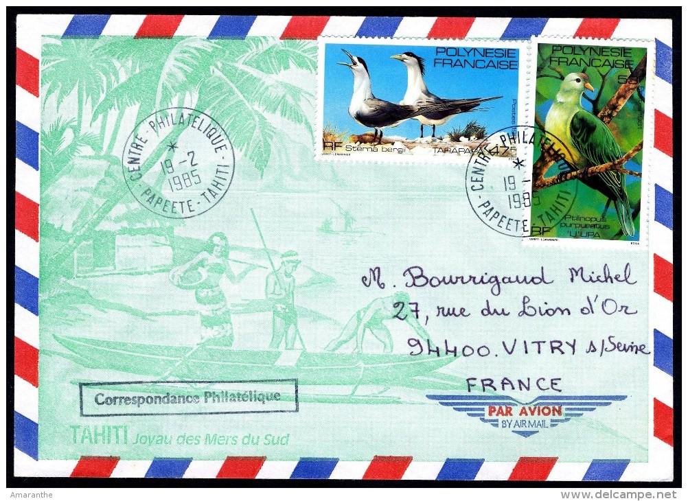 Lettre Illustrée Cachet Et Marque Postale Du Centre Philatélique De Papeete - Briefe U. Dokumente