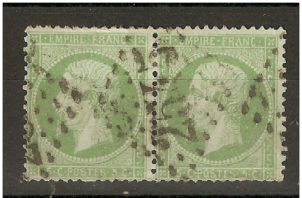 Paire Horizontale N° 20 Oblitérée 2545 Mortagne Sur Huine TB - 1862 Napoleone III