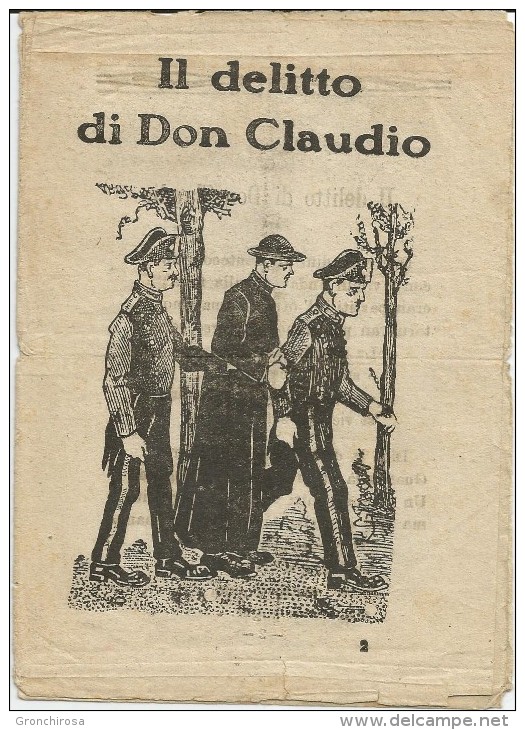 Montecorvino (Sa), Il Delitto Di Don Claudio, Triplice Infanticidio Del Cappellano E Serva, 8 Pp. In Versi, Cm. 12 X 17. - Documenti Storici