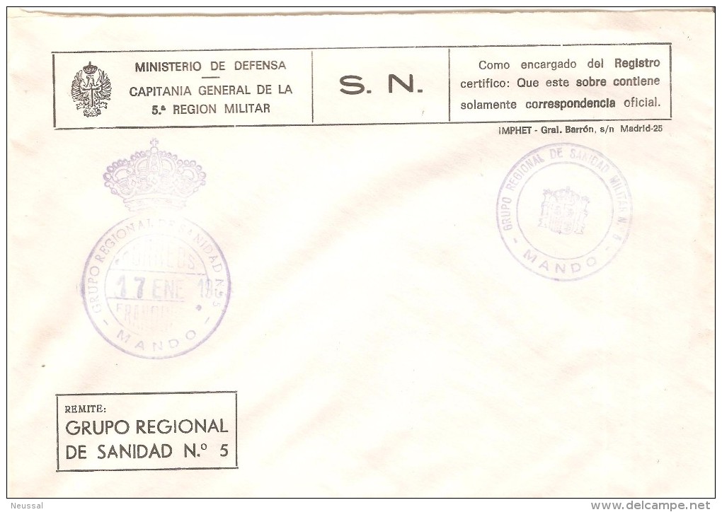 Carta Con Cuño Grupo Regional De Sanidad Nº 5 - Militärpostmarken
