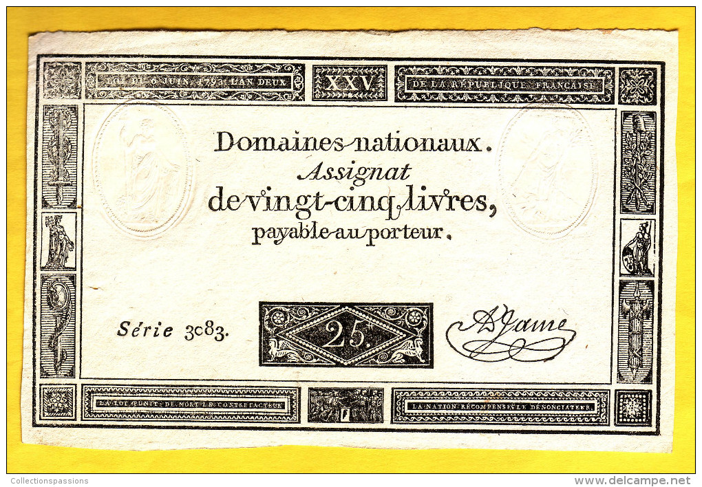 ASSIGNAT De 25 Livres. 6 Juin 1793 - - Assignats & Mandats Territoriaux