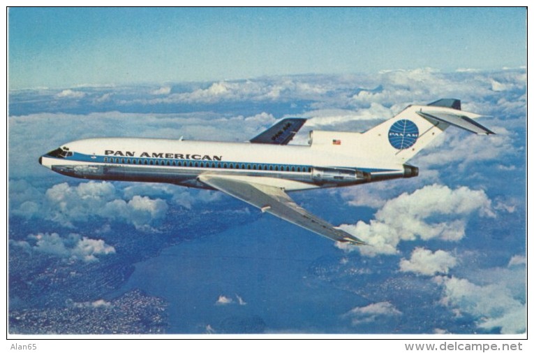 Pan American Airlines 727 Jet Clipper, Jet Plane In Flight, C1960s Vintage Postcard - 1946-....: Moderne